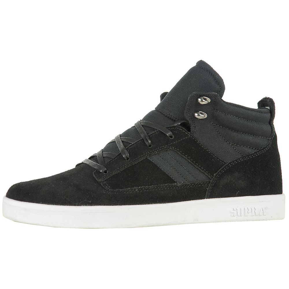 Chaussures de Skate Supra Bandit Mid Noir Black Suede Homme | LSV-78892690